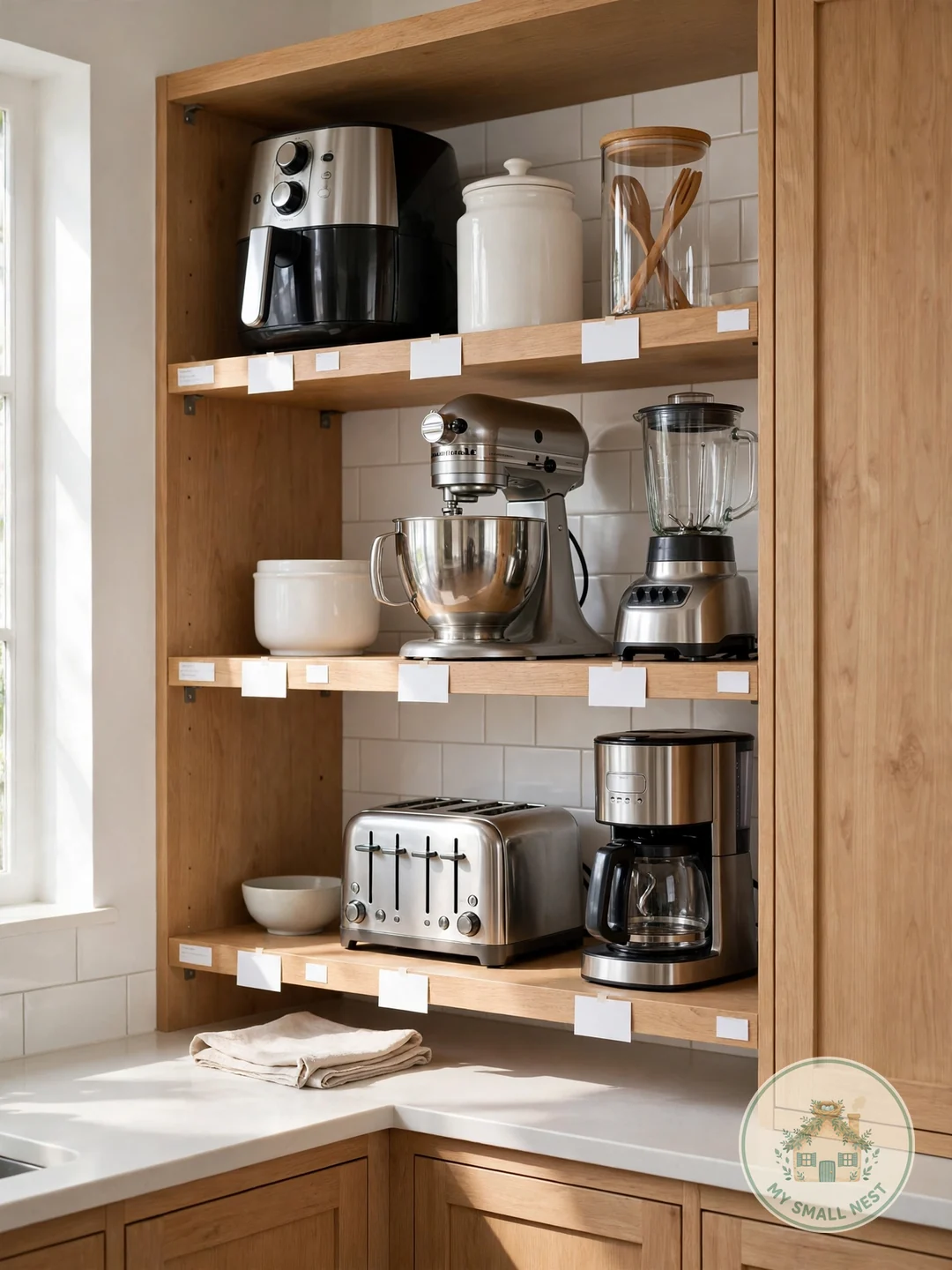 Label Every Appliance Zone - small appliance organization ideas