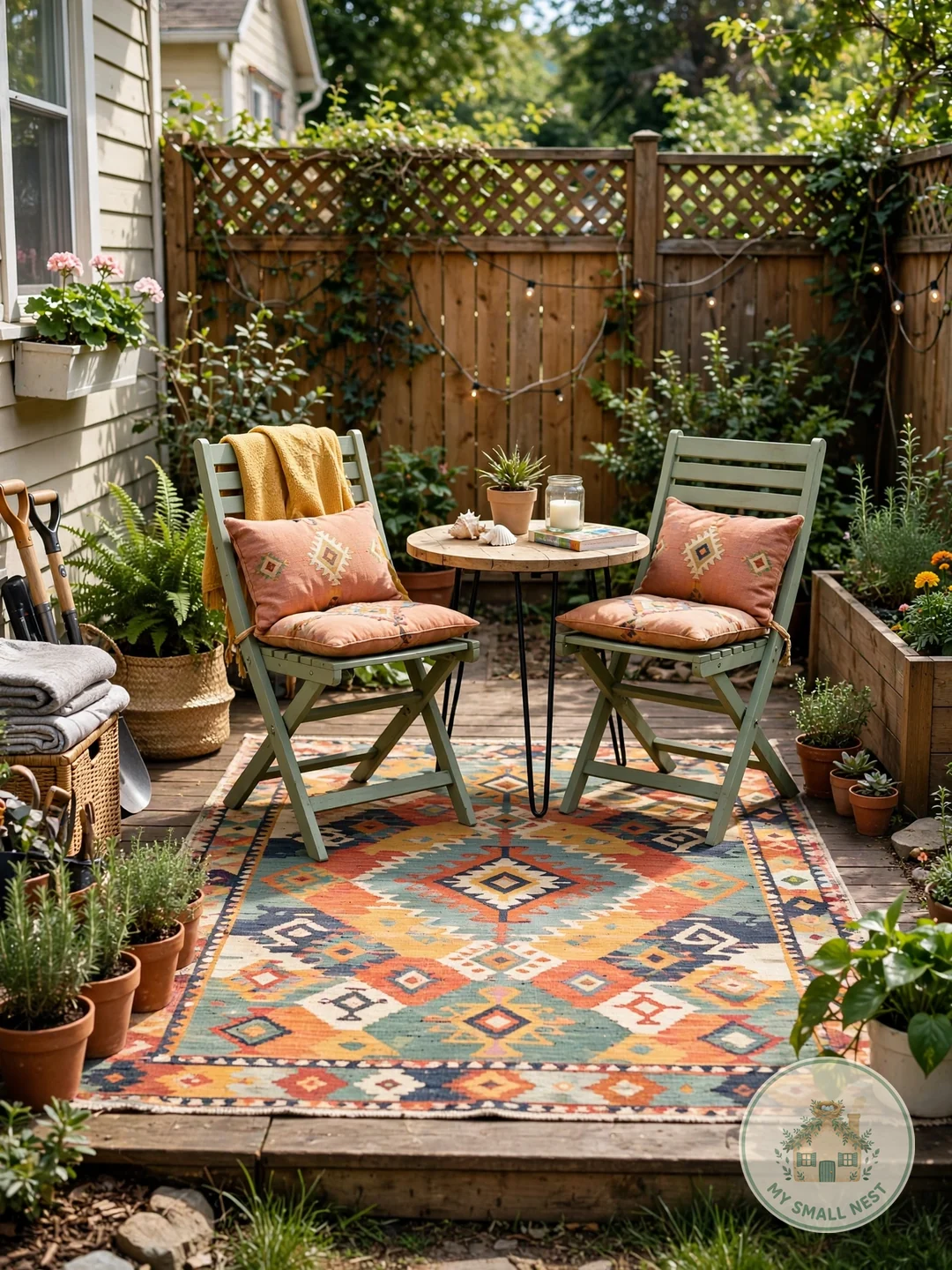 Outdoor Rug Zone - backyard ideas on a budget