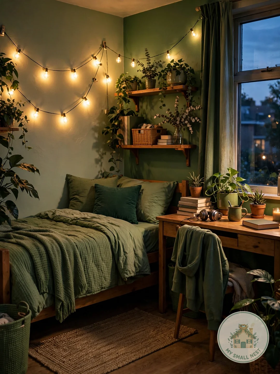 Green Glow Lighting - green dorm rooms
