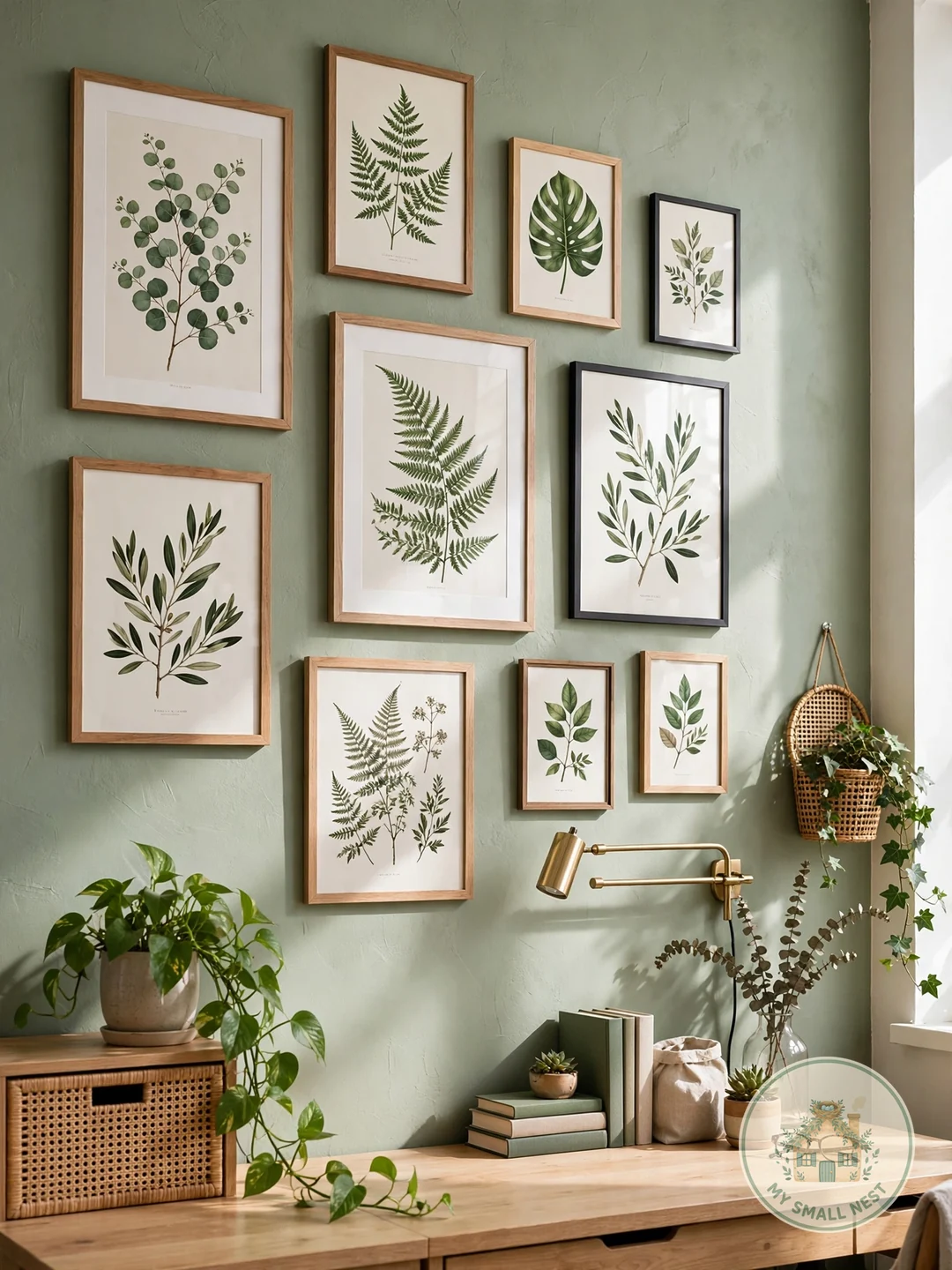 Botanical Gallery Wall - green dorm rooms