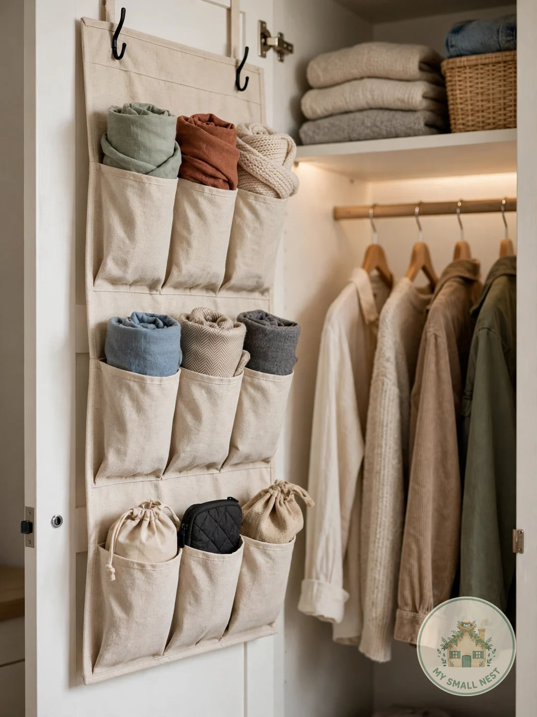 Add an Over-the-Door Organizer - small closet makeover