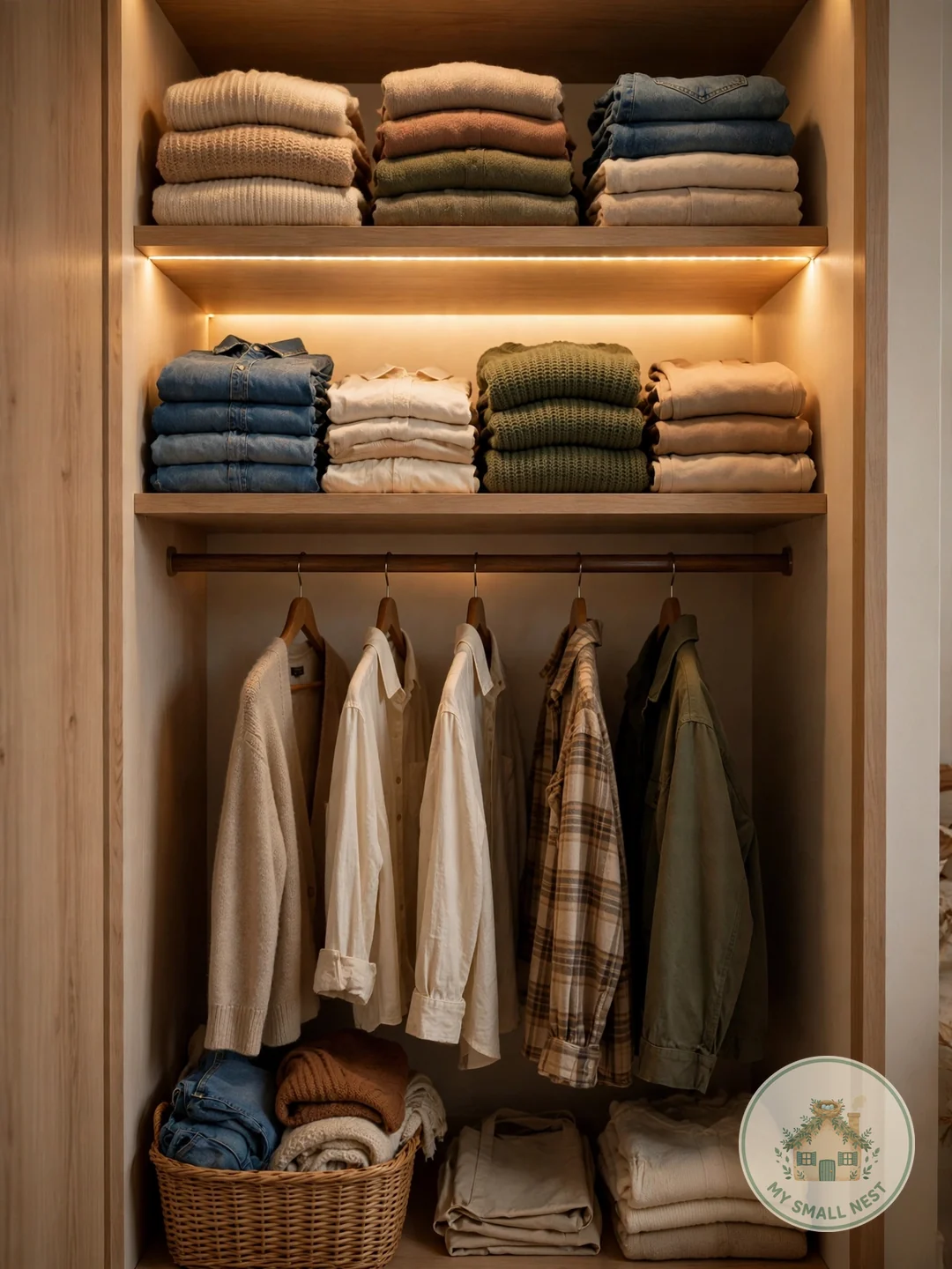 Add Stick-On LED Lighting - small closet makeover