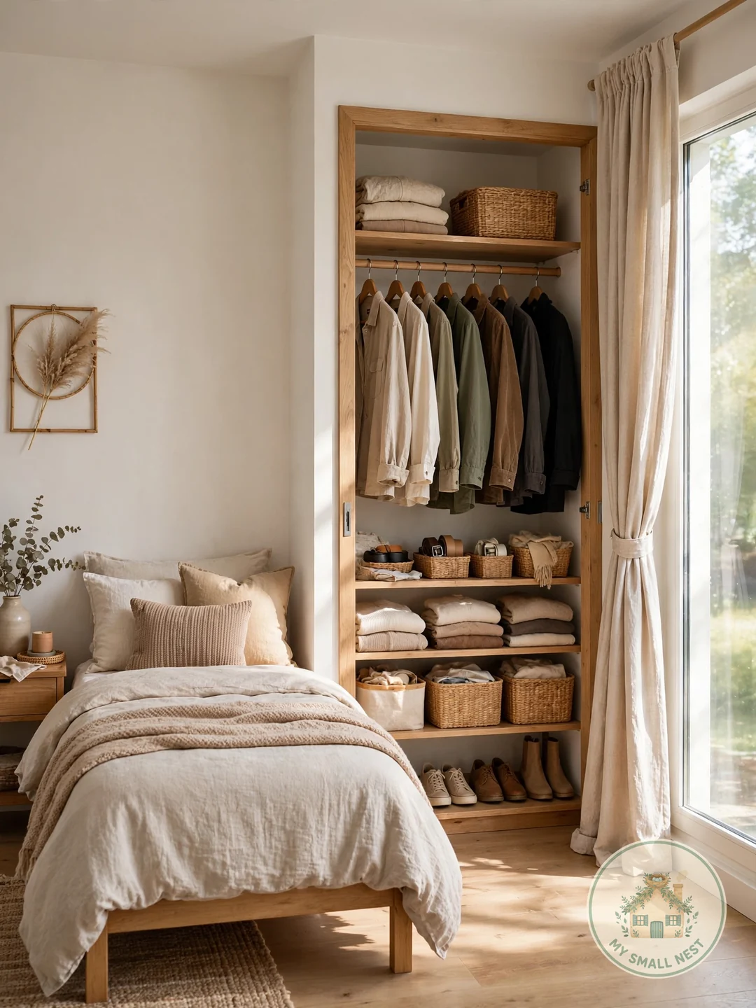 Remove the Doors for an Open Boutique Feel - small closet makeover
