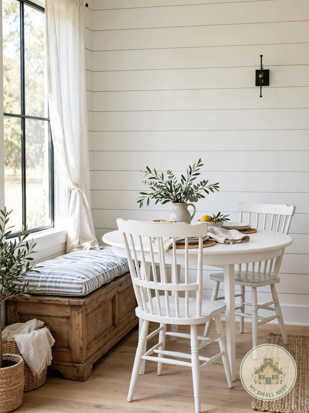 Bench Seating on One Side - small dining room decor