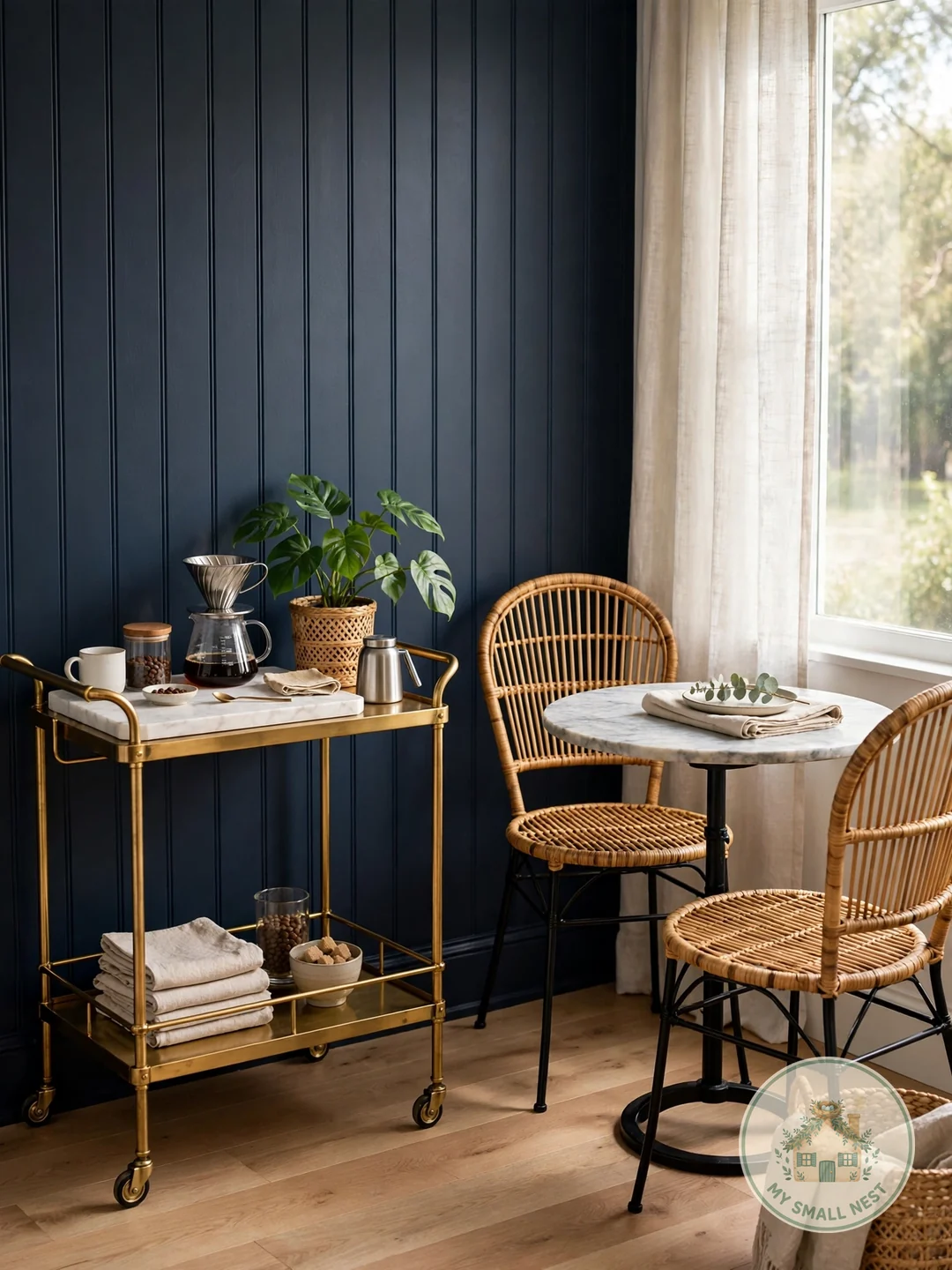 A Slim Bar Cart Station - small dining room decor