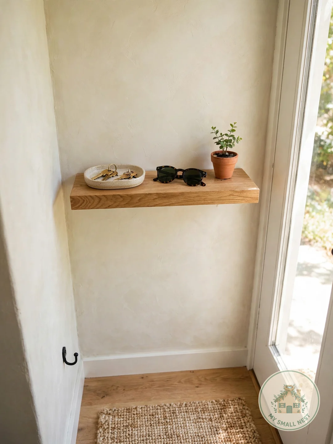 Float a Shelf for Grab-and-Go Items - small entryway storage