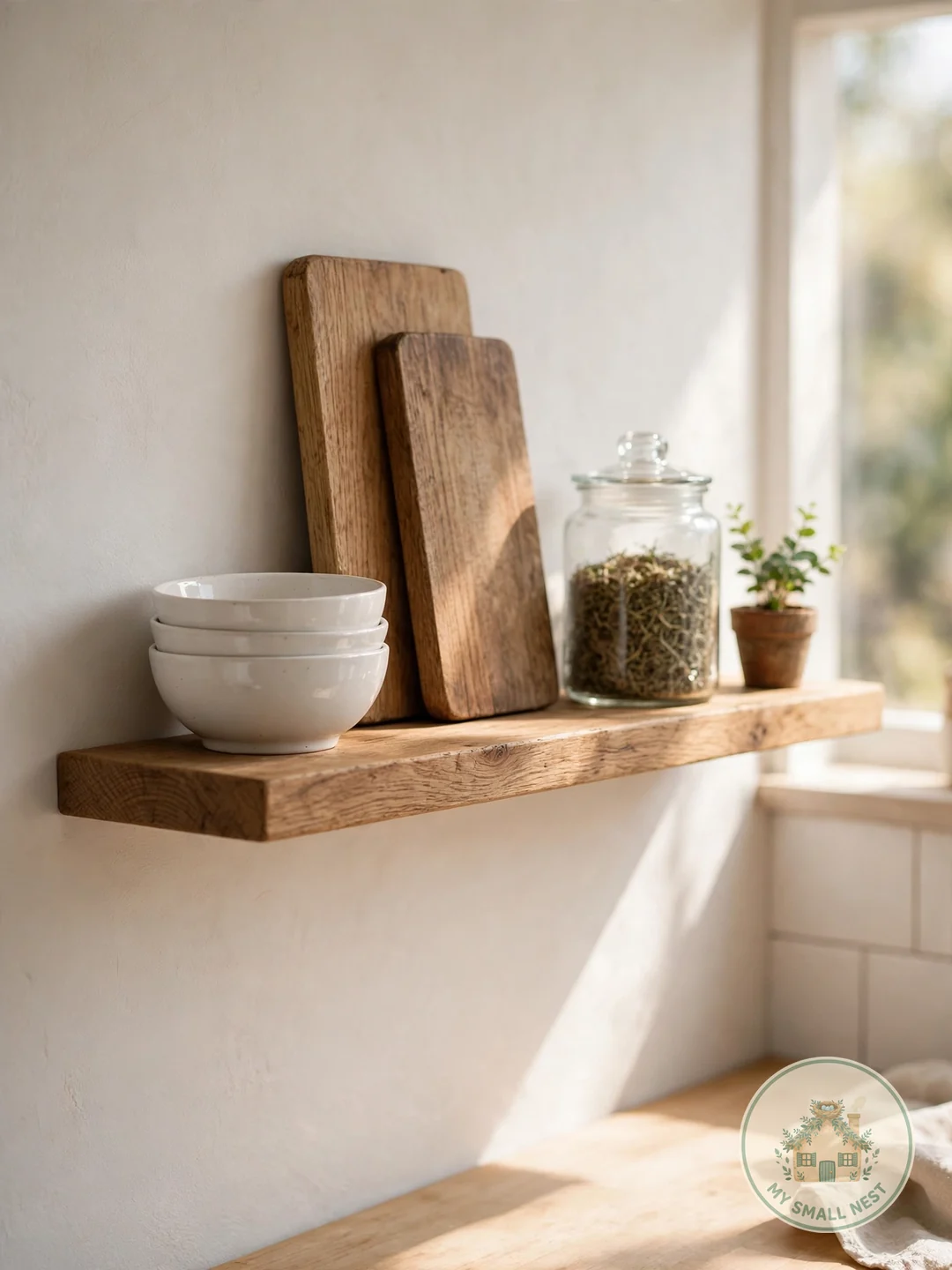 Style One Open Shelf with Everyday Pieces - small kitchen decor