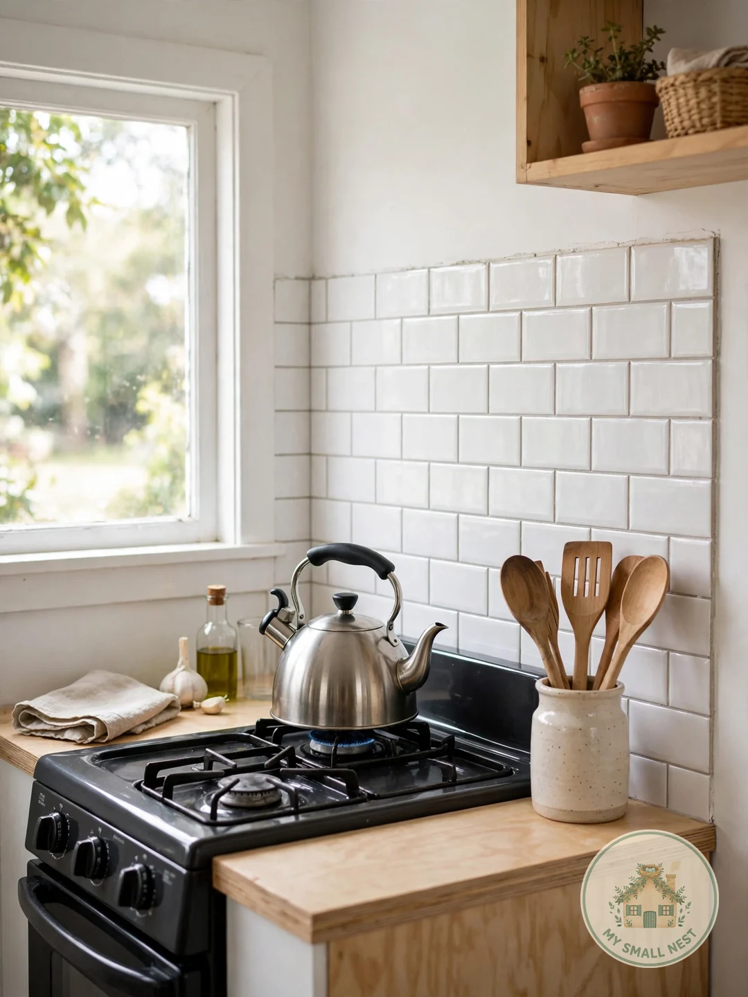 Upgrade the Backsplash with Peel-and-Stick Tile - small kitchen decor