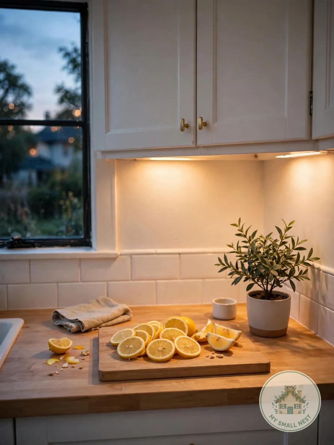 Add Warm Under-Cabinet Lighting - small kitchen decor
