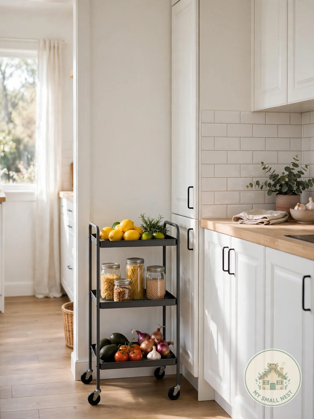 Roll In a Slim Kitchen Cart - small kitchen storage