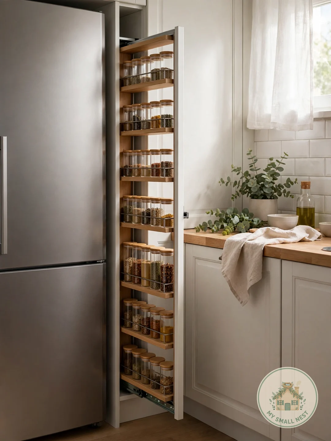 Fill Awkward Gaps with Slim Storage - small kitchen storage