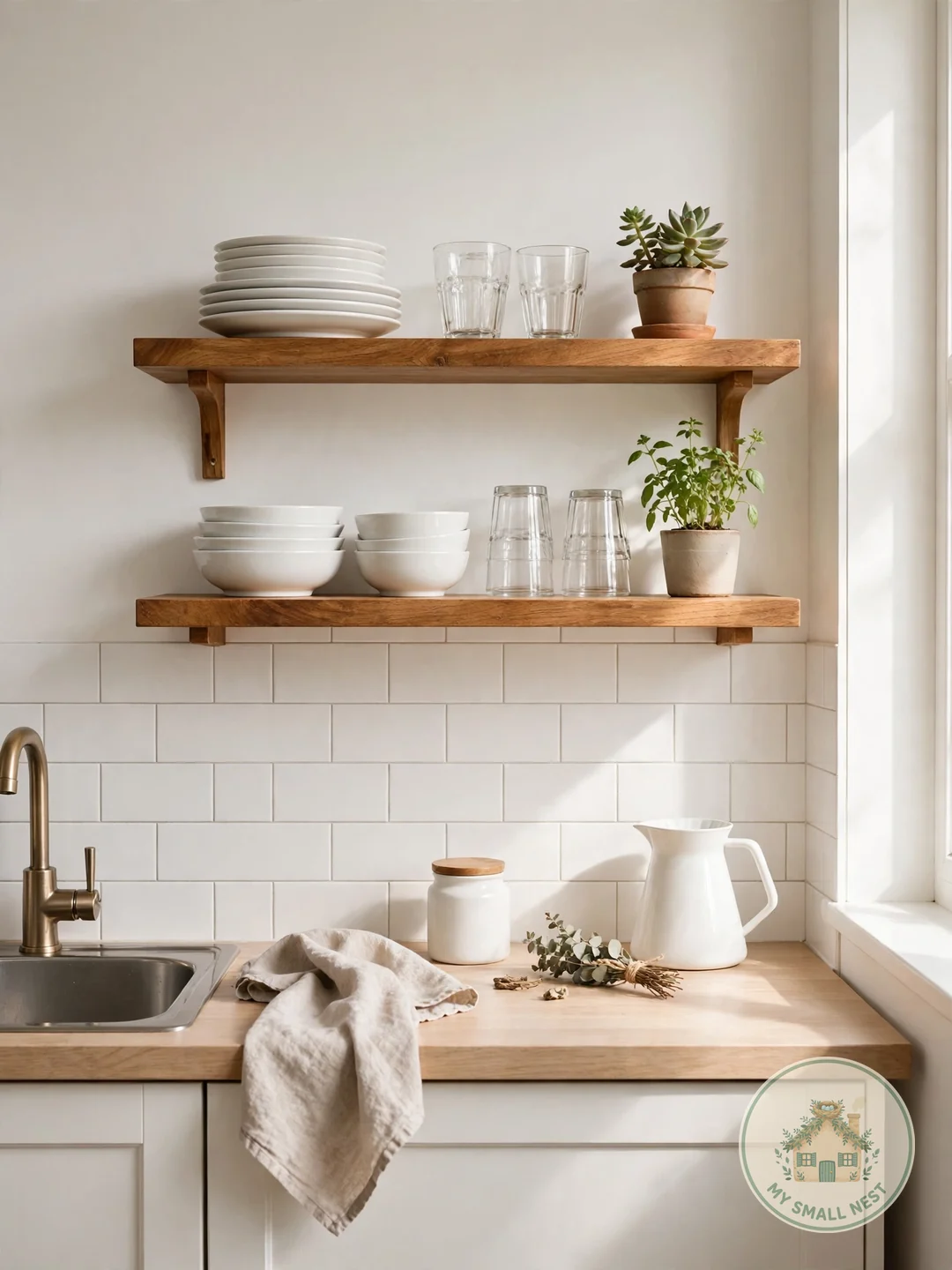 Swap a Cabinet for Open Shelves - small kitchen storage