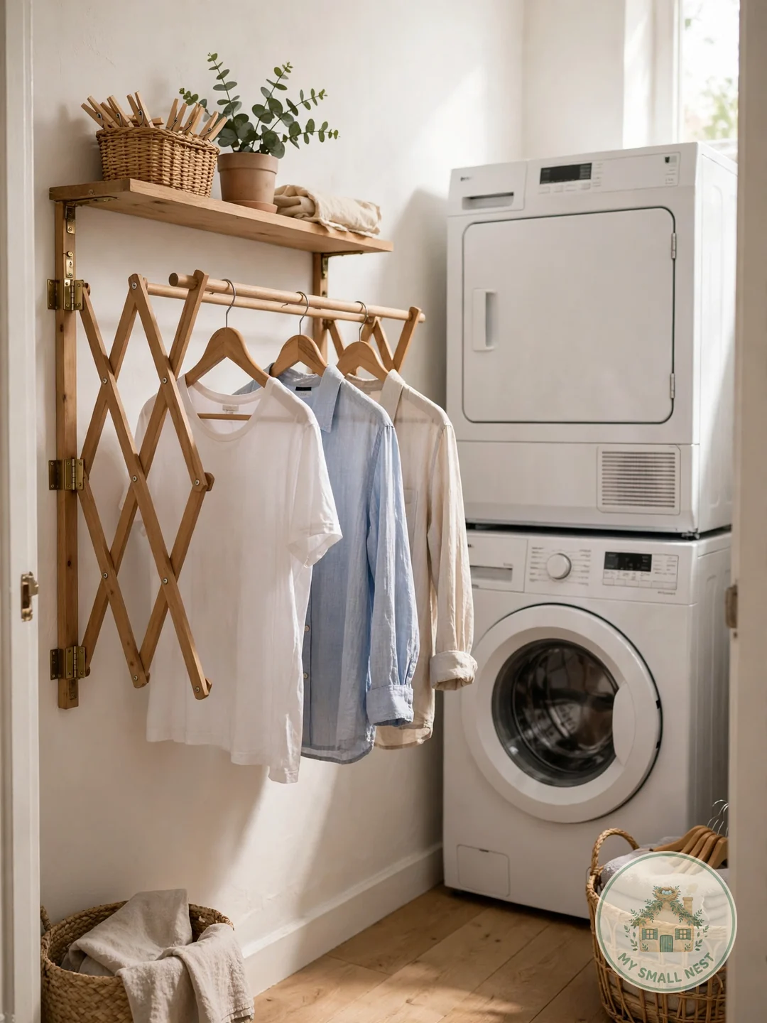 Fold-Down Drying Rack - small laundry closet
