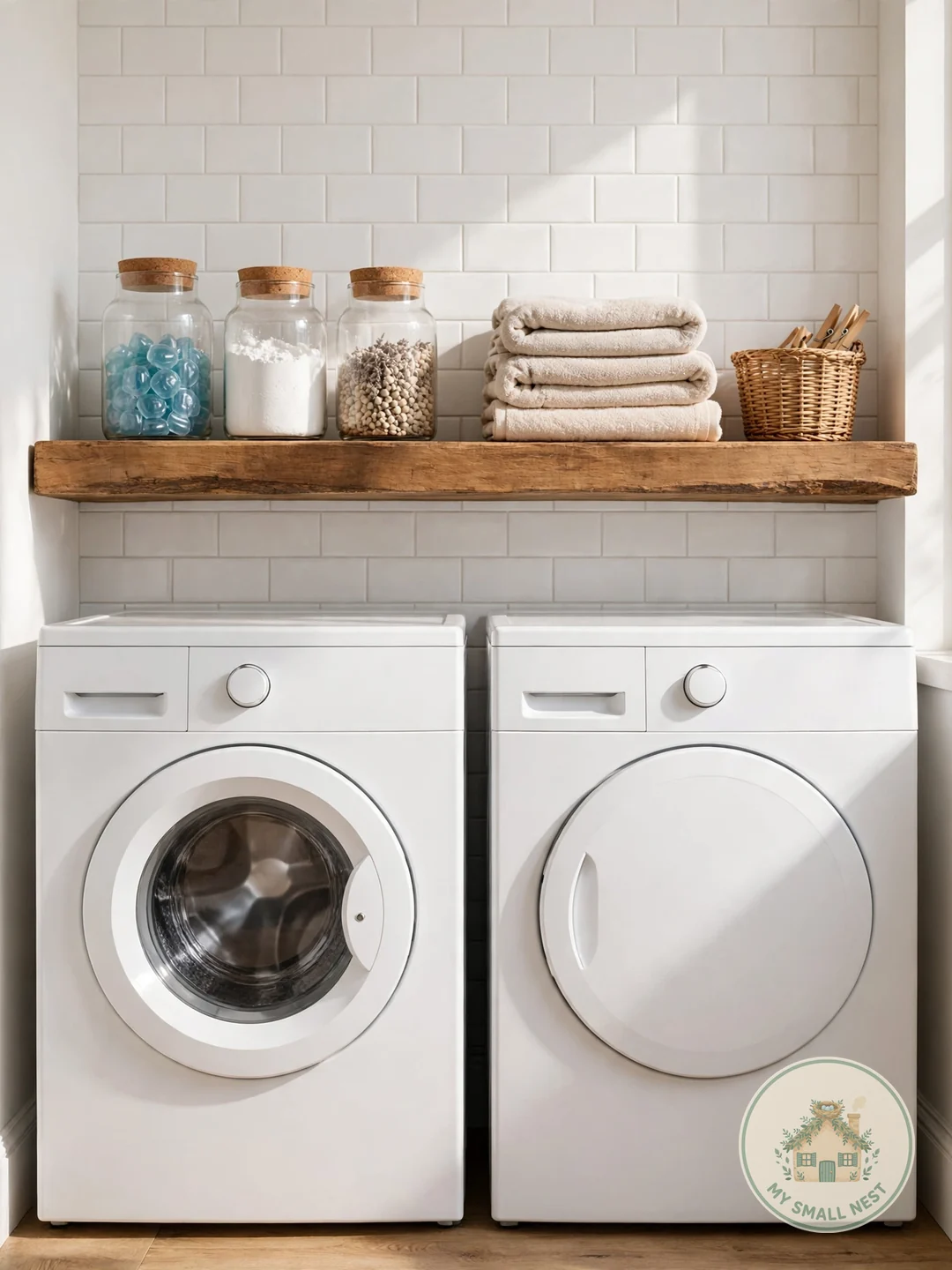 Shelf Above the Machines - small laundry closet