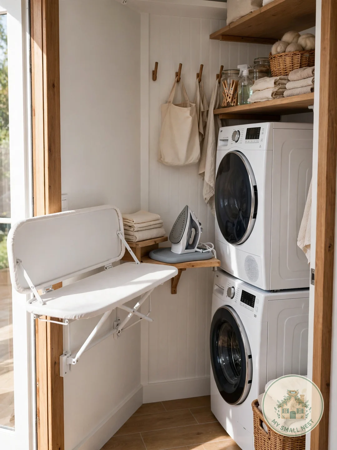 Fold-Down Ironing Board - small laundry closet
