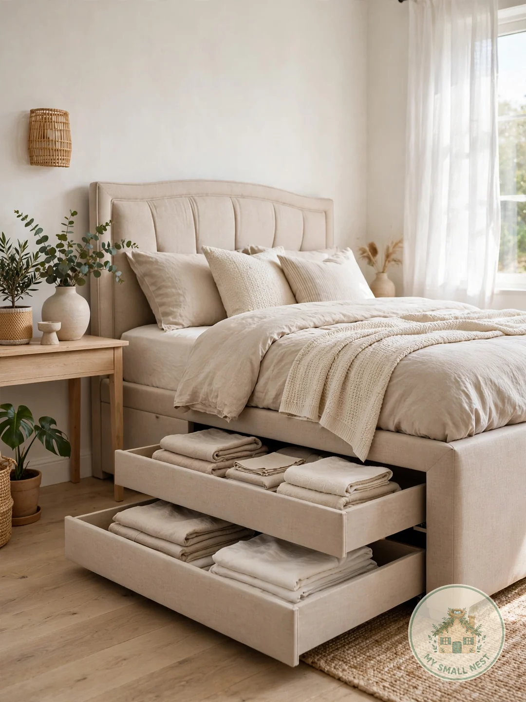 Upholstered Storage Bed Frame - under bed storage