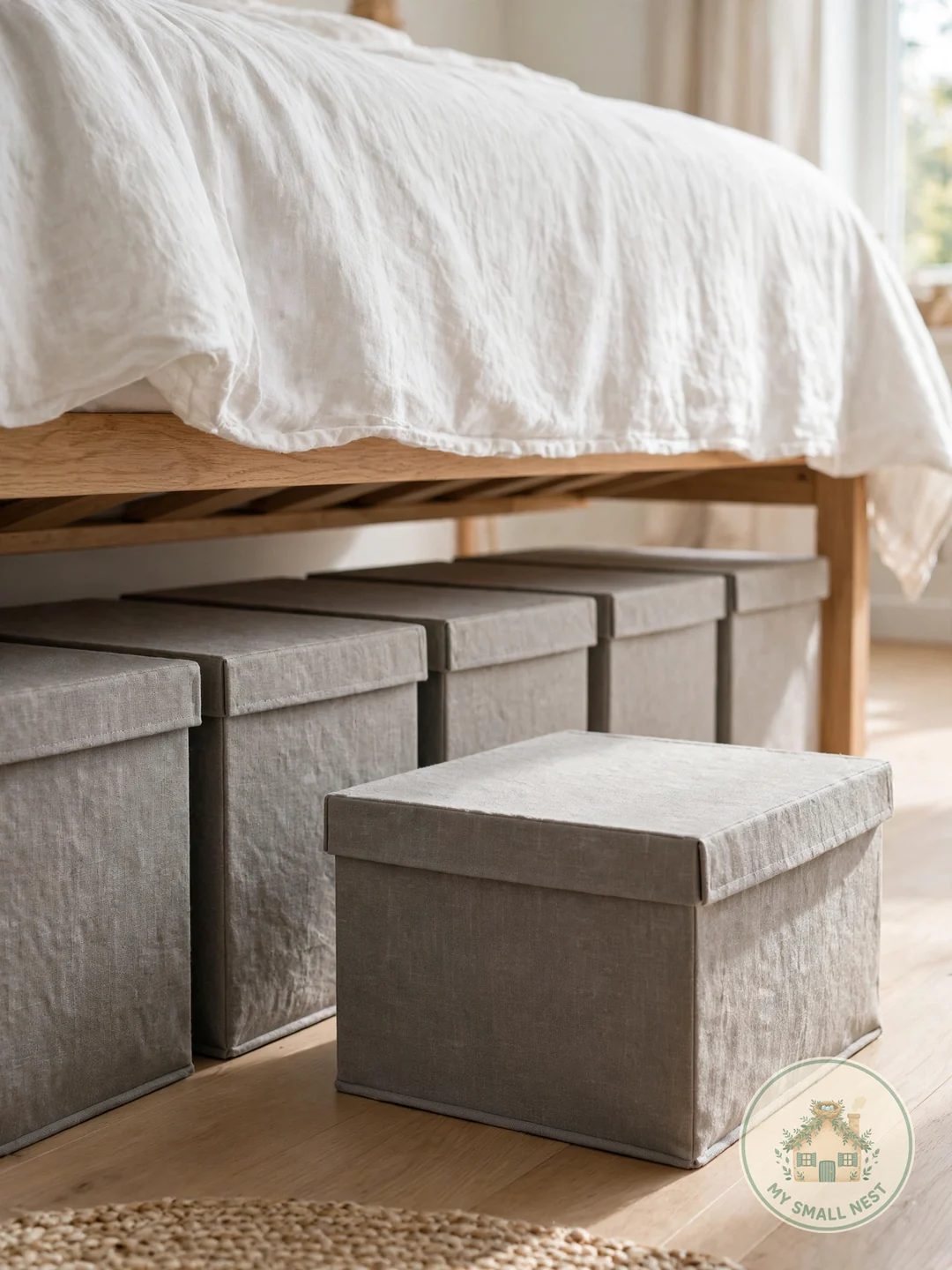 Matching Lidded Fabric Boxes - under bed storage