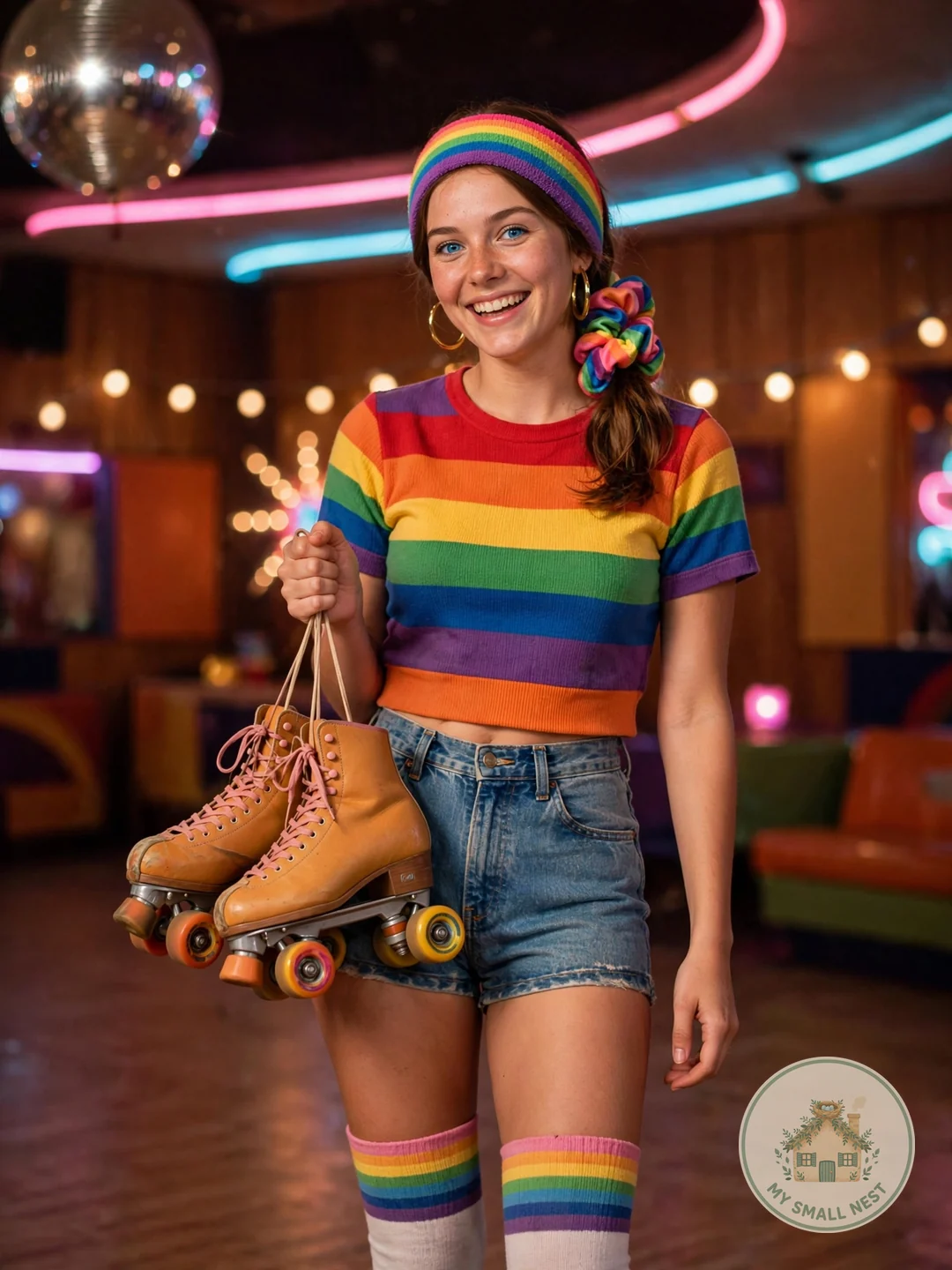 Retro Roller-Disco Girl - unique Halloween college costumes