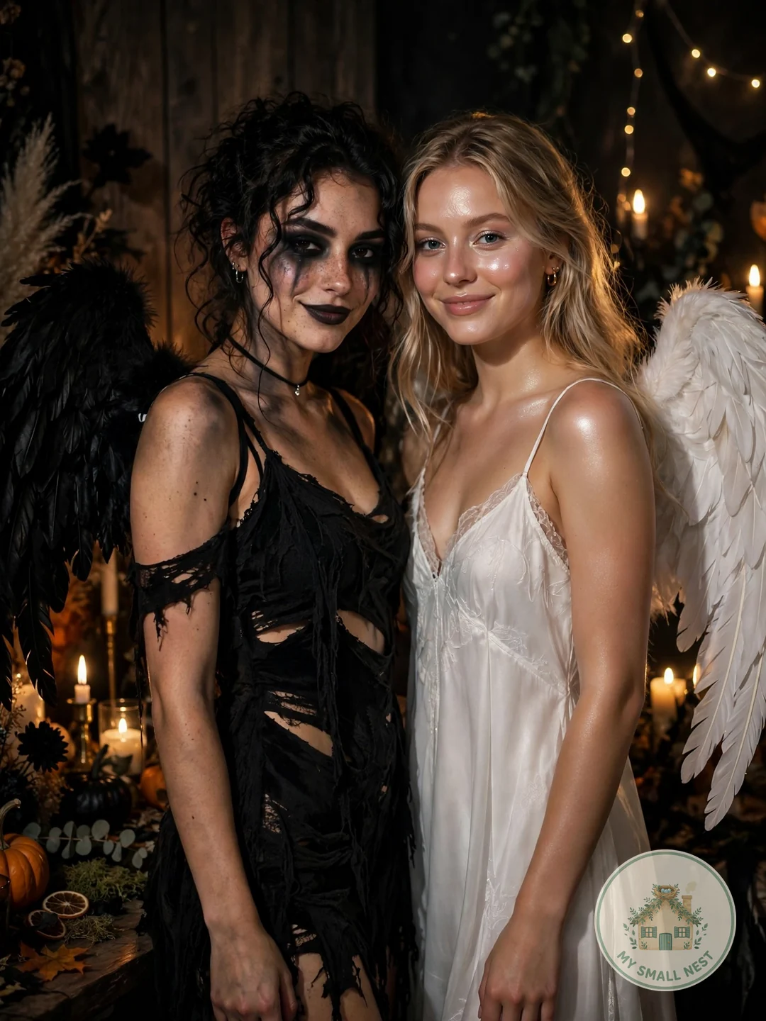 Fallen Angel and Guardian Angel Duo - unique Halloween college costumes