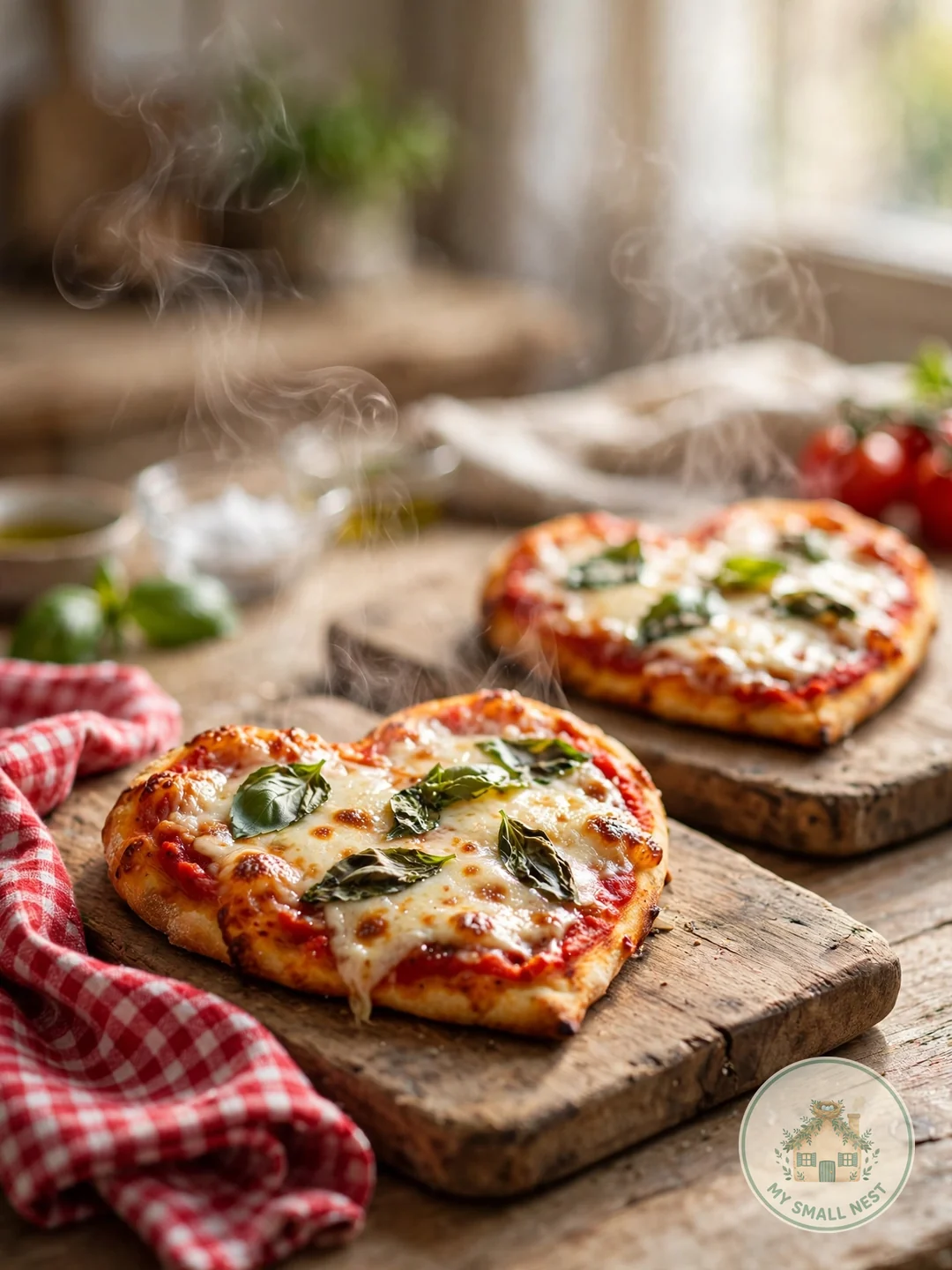 Mini Heart Pizzas for Two - valentines day appetizers