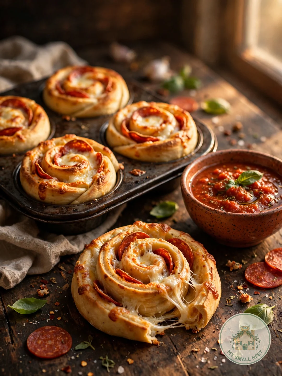 Cheesy Pizza Rose Rolls - valentines day appetizers