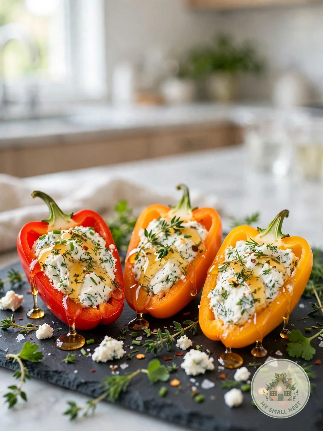 Goat Cheese Stuffed Mini Peppers - valentines day appetizers