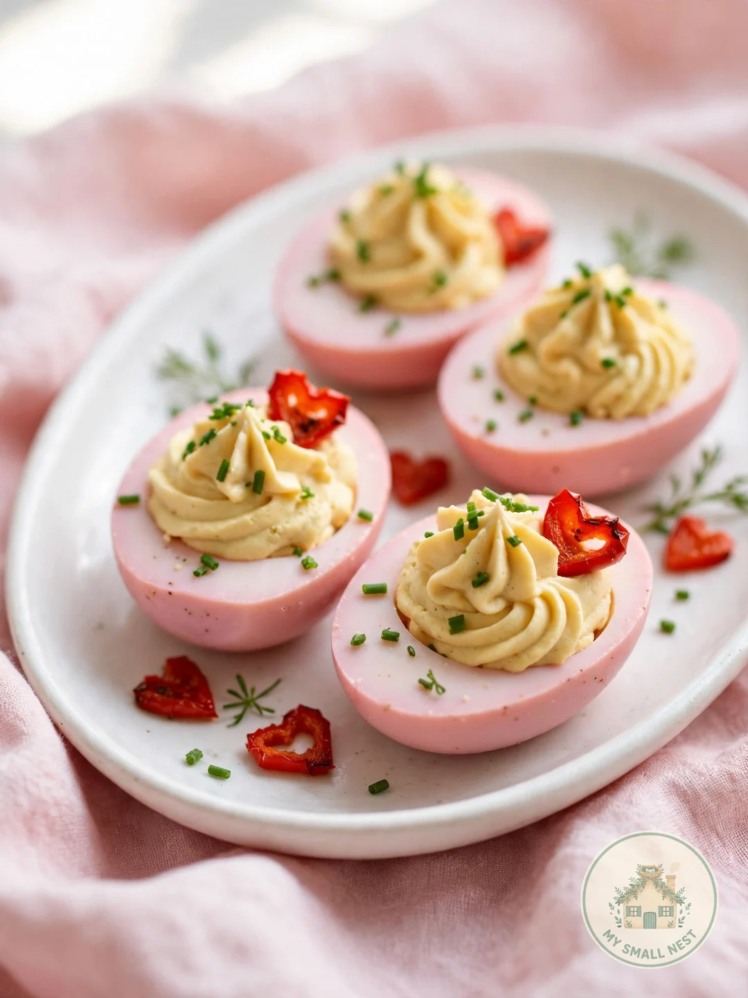 Blushing Beet Deviled Eggs - valentines day appetizers