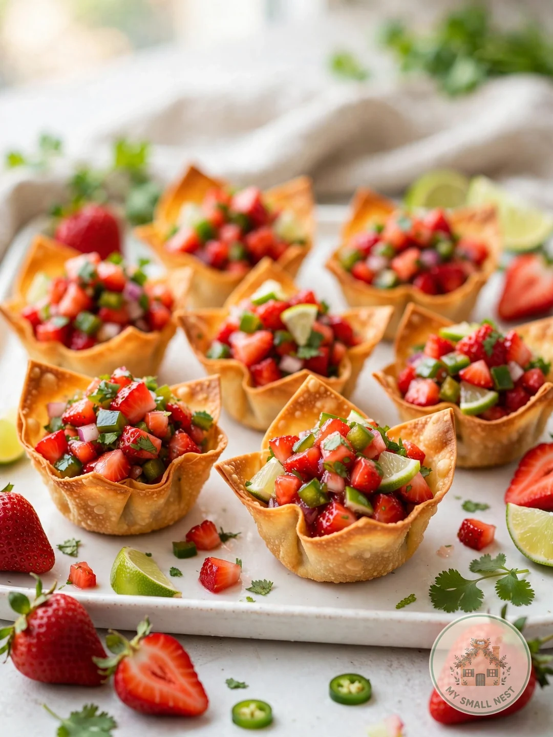 Strawberry Salsa Wonton Cups - valentines day appetizers