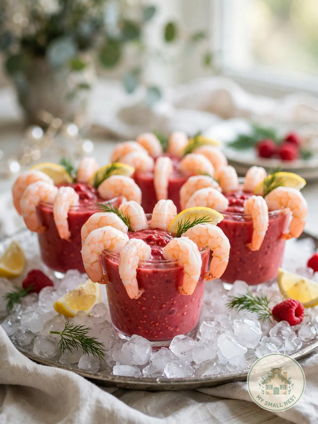 Raspberry Prosecco Shrimp Cups - valentines day appetizers