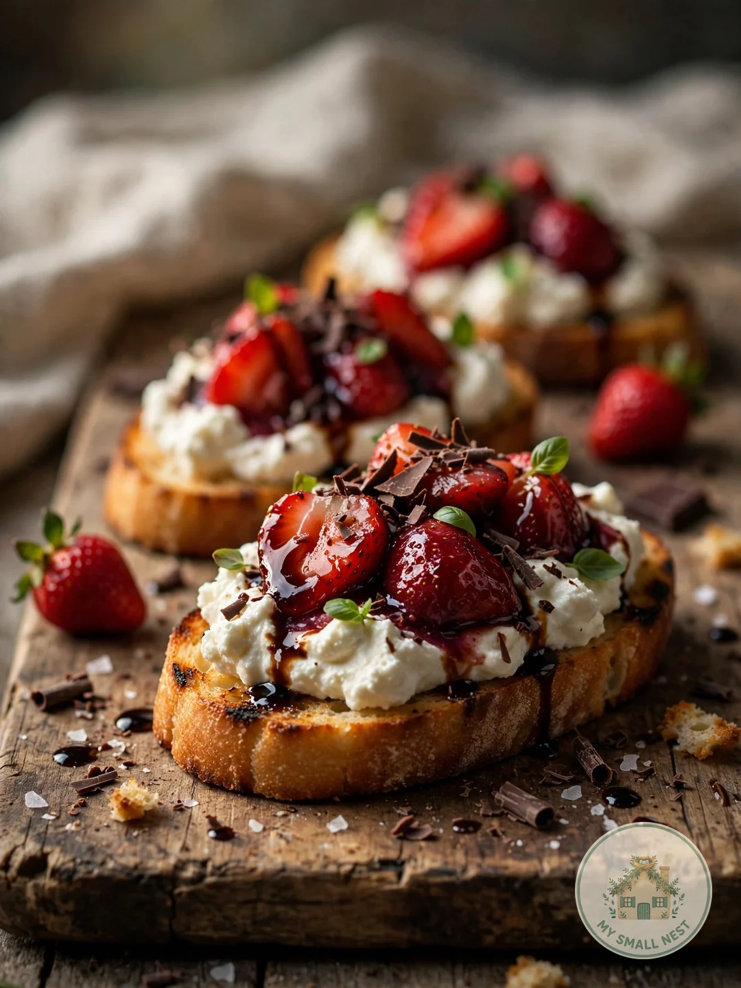 Balsamic Strawberry Bruschetta with Chocolate - valentines day appetizers