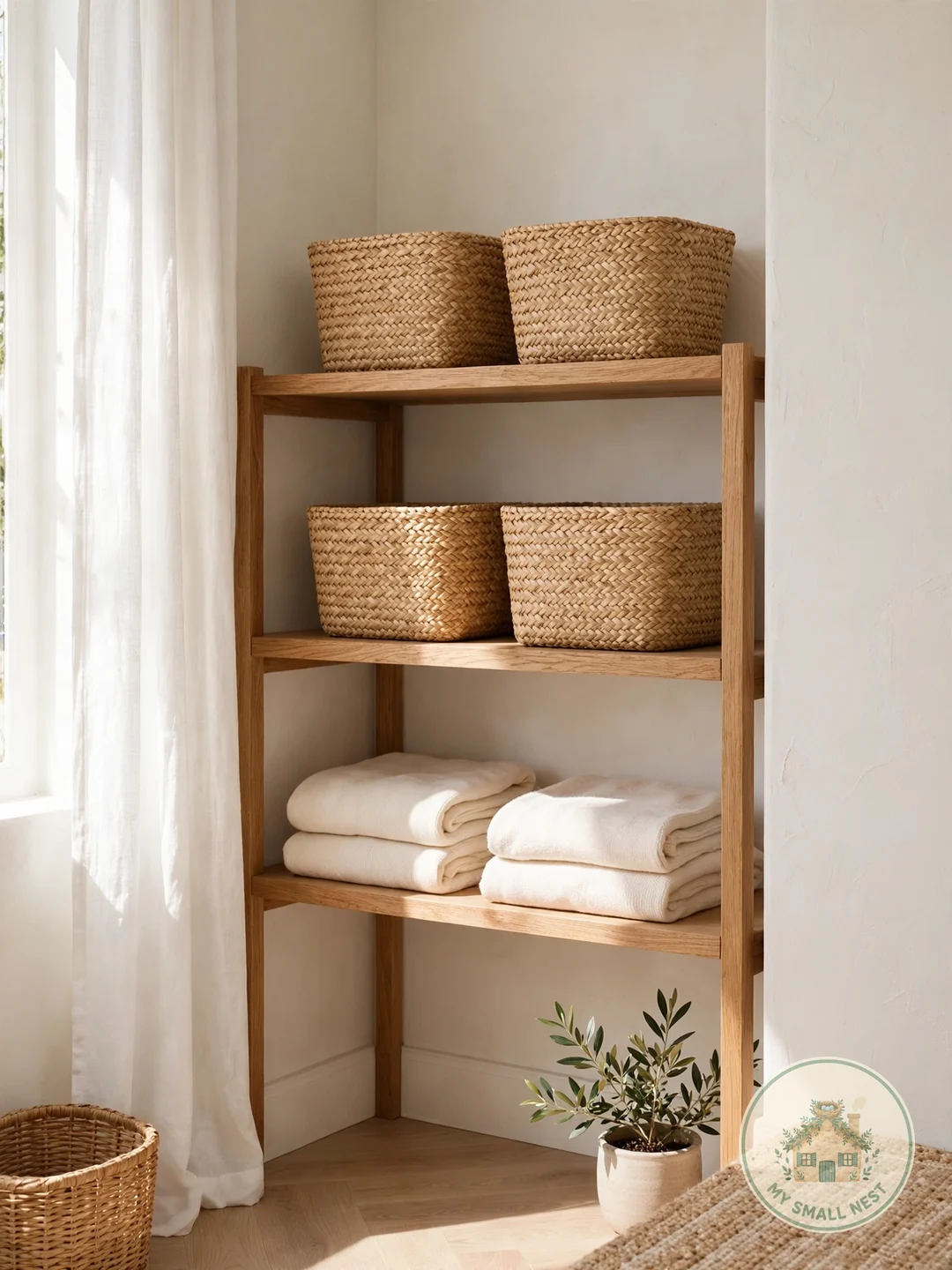 Hide Clutter in Natural-Fiber Baskets - warm minimalist decor